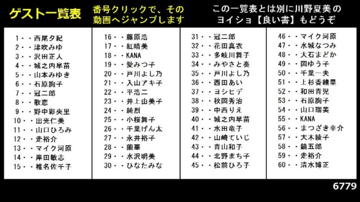 ★・ゲスト一覧表　（こちら最新歌謡曲）