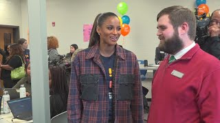 R&B singer Ciara surprises students at Paul Duke High School in Gwinnett County