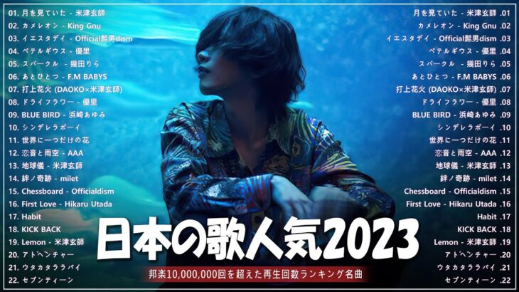 【広告なし】有名曲Jpop メドレー 2023 🎶 J-POP 最新曲ランキング 邦楽 2023 🍀 最も人気のある若者の音楽🍁YOASOBI、優里、King Gnu、LiSA、菅田将暉 💓