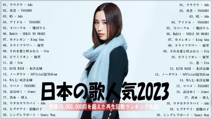『2023最新版』 最近流行りの曲40選👑新曲 2023 JPOPメドレー (最新曲 2023)👑2023ヒット曲メドレー👑YOASOBI, Ado, スピッツ, 米津玄師, 優里