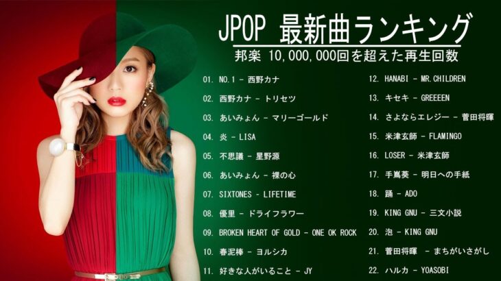 【広告なし】JPOP 最新曲ランキング 邦楽 2021🍂Official髭男dism,米津玄師,あいみょん,YOASOBI,宇多田ヒカル,King Gnu,GReeeeN,菅田将暉