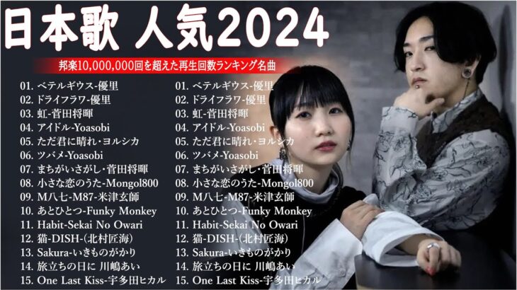 『2024最新版』 最近流行りの曲40選🌠新曲 2024 JPOPメドレー (最新曲 2024)🌠2024ヒット曲メドレー🌠 YOASOBI, Ado, 米津玄師, スピッツ, Kanaria, 優里