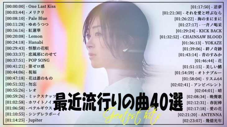 『2024最新版』 最近流行りの曲40選👑新曲 2024 JPOPメドレー (最新曲 2024)👑2024ヒット曲メドレー👑YOASOBI, Ado, スピッツ, 米津玄師, 優里