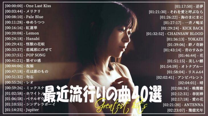 『2024最新版』 最近流行りの曲40選👑新曲 2024 JPOPメドレー (最新曲 2024)👑2024ヒット曲メドレー👑YOASOBI, Ado, スピッツ, 米津玄師, 優里