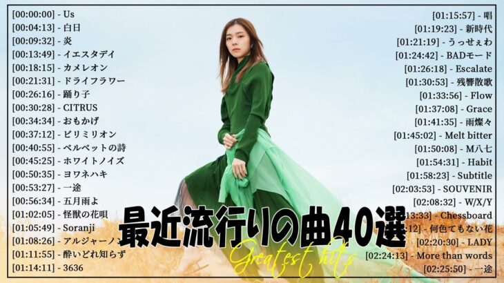 『2024最新版』 最近流行りの曲40選👑新曲 2024 JPOPメドレー (最新曲 2024)👑2024ヒット曲メドレー👑YOASOBI, Ado, スピッツ, 米津玄師, 優里